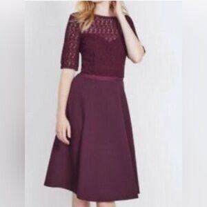 BODEN Lisa Lace Fit & Flare Ponte Knit Mini Dress Size 10L
